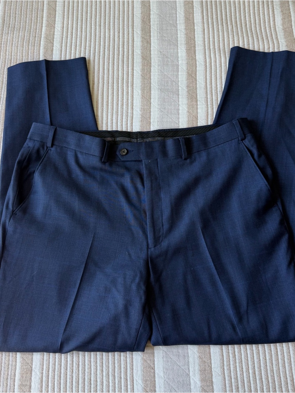 Ralph Lauren Navy Wool Trousers with Lauren Label